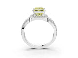 Platinum Fancy Yellow Princess Cut Diamond Halo Ring with Split Shank and Bezel Accents and Four-Prong Setting_9
