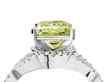 Platinum Fancy Yellow Princess Cut Diamond  Halo Twist Band Solitaire Prong Setting Ring_16