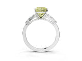 Platinum Fancy Yellow Princess  Cut Diamond Ring with Baguette Side Stones, Channel Set Band, and Four-Prong Setting_15