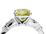 Platinum Fancy Yellow Princess  Cut Diamond Ring with Baguette Side Stones, Channel Set Band, and Four-Prong Setting_16