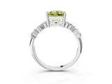 Platinum Fancy Yellow Princess Cut Diamond Scattered Round Accent Ring with Prong Setting_3