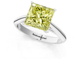 Platinum Fancy Yellow Princess Cut Diamond Solitaire Engagement Ring with Cathedral Setting and Four-Prong Mount_1