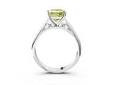 Platinum Fancy Yellow Princess Cut Diamond Solitaire Engagement Ring with Cathedral Setting and Four-Prong Mount_3