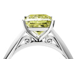 Platinum Fancy Yellow Princess Cut Diamond Solitaire Engagement Ring with Cathedral Setting and Four-Prong Mount_4