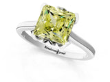Platinum Fancy Yellow Princess Cut Diamond Solitaire Ring with Flower Prong Setting and Classic Band_13