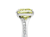 Platinum Fancy Yellow Princess Cut Diamond Solitaire Ring with Pavé Band and Prong Setting_17