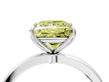 Platinum Fancy Yellow Princess Cut Diamond Solitaire Ring with Thin Band and Prong Setting_4
