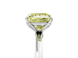 Platinum Fancy Yellow Princess Cut Diamond Solitaire Ring with Thin Band and Prong Setting_5