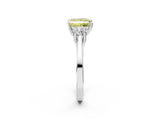 Platinum Fancy Yellow Princess Cut Diamond Three-Stone Engagement Ring with Prong Setting and Pavé Band_14