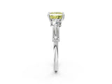 Platinum Fancy Yellow Princess Cut Diamond Three-Stone Ring with Prong Setting and Pavé Band_8