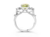 Platinum Fancy Yellow Princess Cut Diamond Three-Stone Ring with Prong Setting and Pavé Band_9