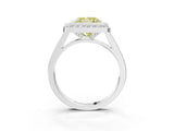 Platinum Fancy Yellow Princess Cut Halo Bezel Diamond Pave Band Ring_15