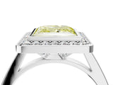 Platinum Fancy Yellow Princess Cut Halo Bezel Diamond Pave Band Ring_16