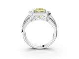 Platinum Fancy Yellow Princess Cut Halo Diamond Engagement Ring with Pave Split Shank and Four-Prong Setting_9