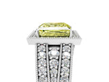 Platinum Fancy Yellow Princess Cut Halo Diamond Split Shank Ring with Prong Setting_17