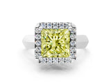 Platinum Fancy Yellow Princess  Cut Halo Solitaire Engagement Ring with Square Band and Four-Prong Setting_24