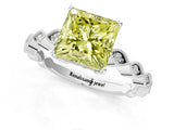 Platinum Fancy Yellow Princess Cut Solitaire Diamond Ring with Infinity Twist Band and Four-Prong Setting_7