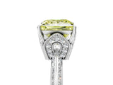 Platinum Fancy Yellow Princess Cut Solitaire Split Shank Pave Diamond Engagement Ring with Four-Prong Setting_11