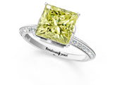 Platinum Fancy Yellow Princess Cut Solitaire Split Shank Pave Diamond Engagement Ring with Four-Prong Setting_7