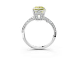 Platinum Fancy Yellow Princess Cut Solitaire Split Shank Pave Diamond Engagement Ring with Four-Prong Setting_9