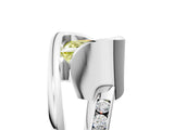 Platinum Fancy Yellow Princess Cut Solitaire Tension-Set Diamond Split Shank Ring_11
