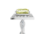 Platinum Fancy Yellow Princess  Halo Diamond Engagement Ring with Twisted Band and Four-Prong Setting