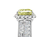 Platinum Fancy Yellow Princess  Halo Round Diamond Pave Band with Prong Setting 5