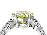 Platinum Fancy Yellow Princess  Solitaire Diamond Engagement Ring with Pave Band and Four-Prong Setting 5