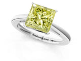 Platinum Fancy Yellow Princess  Solitaire Diamond Ring with Split Shank and Four-Prong Setting_13