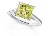 Platinum Fancy Yellow Princess  Solitaire Engagement Ring with Four-Prong Setting and Classic Band 2
