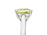 Platinum Fancy Yellow Princess  Solitaire Engagement Ring with Six-Prong Setting and Classic Band