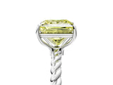 Platinum Fancy Yellow Princess  Solitaire Twist Band Ring with Four-Prong Setting_5