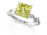 Platinum Fancy Yellow Princess  Solitaire Twisted Band with Prong Setting 2