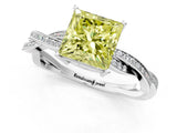 Platinum Fancy Yellow Princess  Solitaire Twisted Pave Diamond Ring with Four-Prong Setting_20
