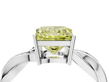 Platinum Fancy Yellow Princess  Solitaire Twisted Pave Diamond Ring with Four-Prong Setting_23