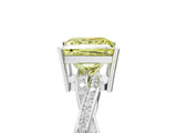 Platinum Fancy Yellow Princess  Solitaire Twisted Pave Diamond Ring with Four-Prong Setting_6