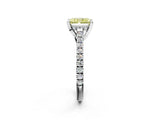 Platinum Fancy Yellow Radiant  Brilliant Diamond Solitaire with Pavé Band and Four-Prong Setting 4