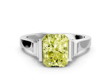 Platinum Fancy Yellow Radiant Cut Brilliant Solitaire Diamond Ring with Channel Set Band and Bar Prong Setting_12