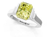 Platinum Fancy Yellow Radiant Cut Brilliant Solitaire Diamond Ring with Channel Set Band and Bar Prong Setting_13