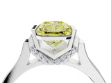 Platinum Fancy Yellow Radiant Cut Brilliant Solitaire Diamond Ring with Channel Set Band and Bar Prong Setting_16