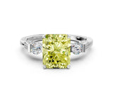 Platinum Fancy Yellow Radiant Cut Brilliant Three-Stone Pave Band with Four-Prong Setting_6