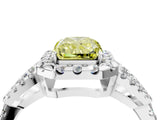 Platinum Fancy Yellow Radiant Cut Cut Diamond Halo Engagement Ring with Open Split Pavé Band_10