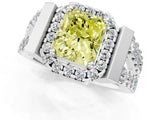 Platinum Fancy Yellow Radiant Cut Cut Halo Split Shank Prong Set Ring_7