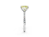 Platinum Fancy Yellow Radiant Cut Diamond Brilliant Solitaire Ring with Pavé Band and Four-Prong Setting_38