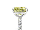 Platinum Fancy Yellow Radiant Cut Diamond Brilliant Solitaire Ring with Pavé Band and Four-Prong Setting_41