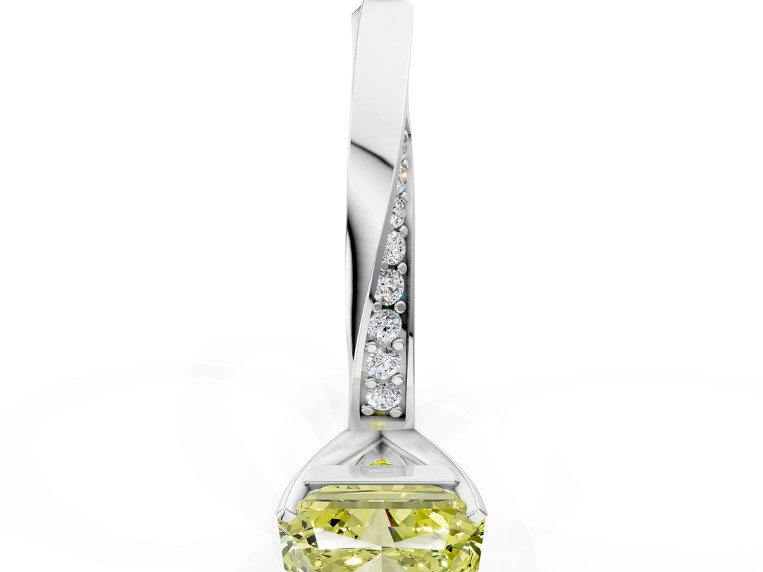 Platinum Fancy Yellow Radiant Cut Diamond Engagement Ring with Side Stone Accents and Four-Prong Setting_48