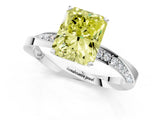 Platinum Fancy Yellow Radiant Cut Diamond Engagement Ring with Side Stone Accents and Four-Prong Setting_49
