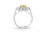 Platinum Fancy Yellow Radiant Cut Diamond Floral Double Halo Engagement Ring with Prong Setting_46