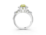 Platinum Fancy Yellow Radiant  Cut Diamond Floral Halo Engagement Ring with Shared Prong Setting 4