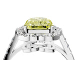 Platinum Fancy Yellow Radiant Cut Diamond Floral Halo Split Shank Prong Setting Ring_10